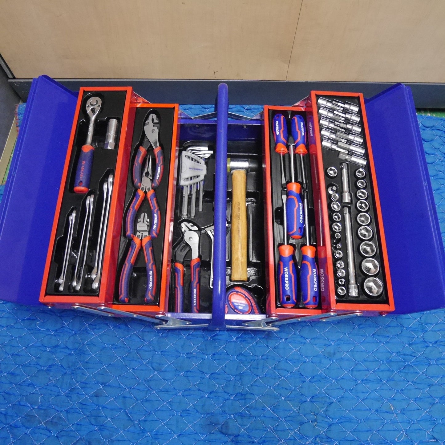 [送料無料] セット☆WORKPRO ハンド ツール セット 工具 道具 ドライバー モンキーレンチ ペンチ ソケット レンチ 等 ワークプロ☆