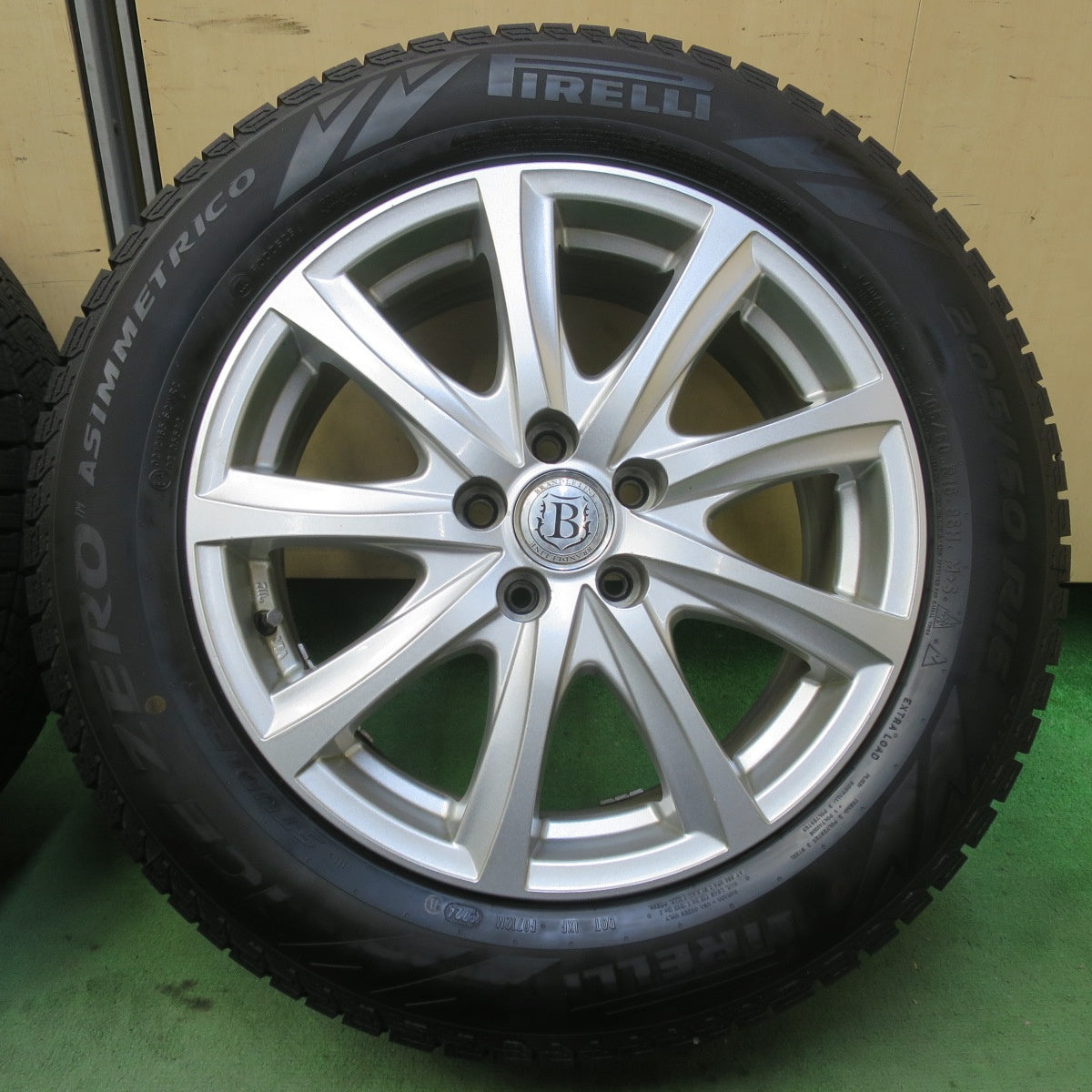 バリ溝！24年！9分◎レガシィ 等 205/60R16 スタッドレス ピレリ アイスゼロ アシンメトリコ BRANDLE-LINE ブランドルライン 16インチ PCD100/5H◎6080602イス