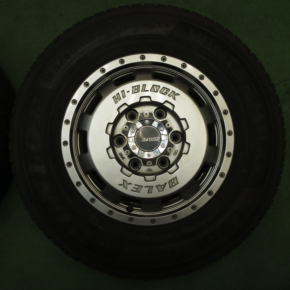 バリ溝！24年！キレイ！9.5分★HI-BLOCK BALEX 195/80R15 107/105N スタッドレス ダンロップ ウインターマックス LV01 for VAN ハイブロック バレックス PCD139.7/6H★5070702NJス