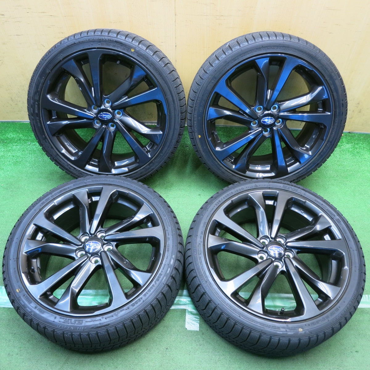 バリ溝！22年！キレイ！9.5分◎スバル インプレッサ STI スポーツ GT 純正 225/40R18 スタッドレス ダンロップ ウインターマックス 03 18インチ PCD100/5H◎6091202HAス