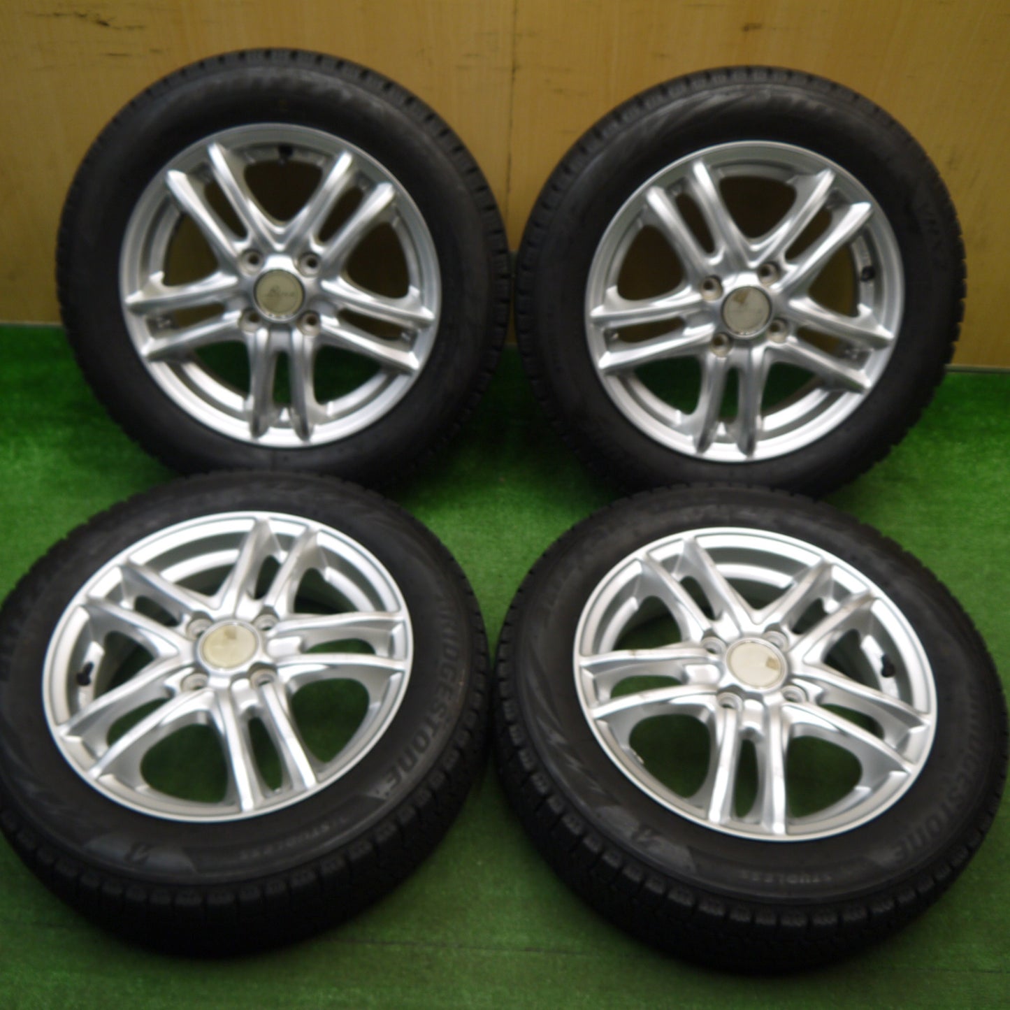 バリ溝！23年！9分★スタッドレス 155/65R14 ブリヂストン ブリザック VRX2 Linz 社外 アルミ 14インチ PCD100/4H★5120508Hス