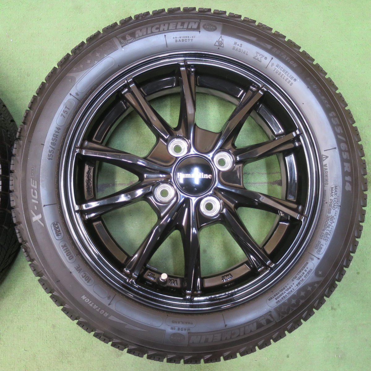 バリ溝！22年！キレイ！ほぼ10分★スタッドレス 155/65R14 ミシュラン X-ICE XI3 Humanline ヒューマンライン 14インチ PCD100/4H★5120904イス