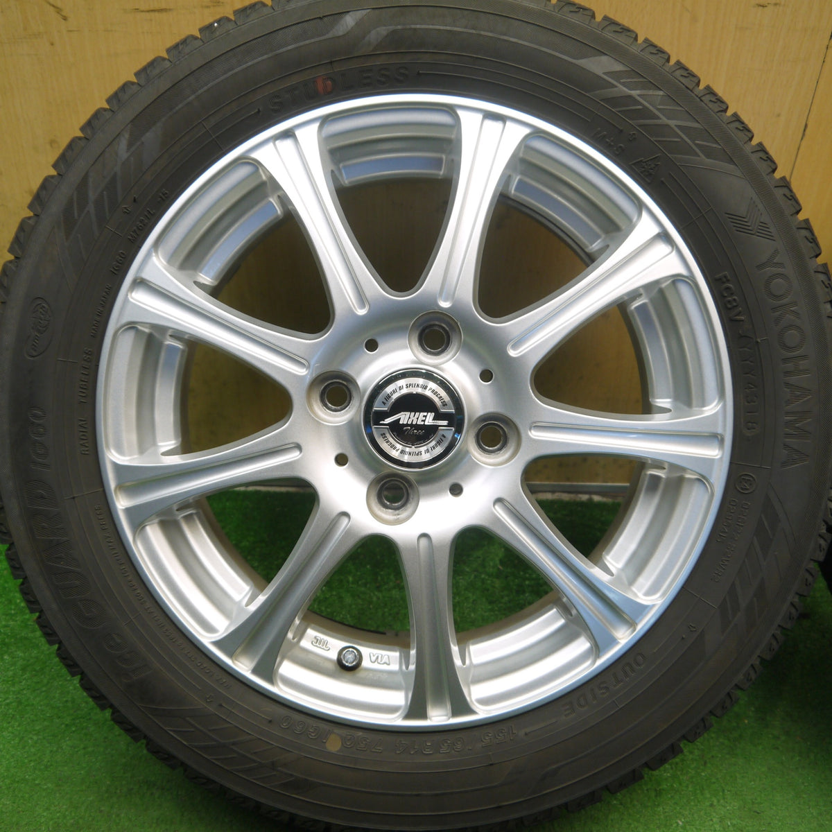 バリ溝！9分◎スタッドレス 155/65R14 ヨコハマ アイスガード iG60 AXEL Three アクセル 14インチ PCD100/4H◎6091407Hス