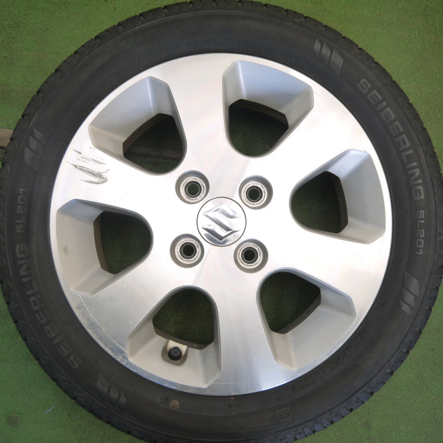 超バリ溝！25年！ほぼ10分◎スズキ ワゴンR 純正 165/55R14 セイバーリング SL201 14インチ PCD100/4H◎6061602Hノ