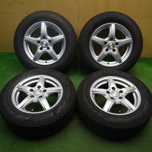 バリ溝！24年！キレイ！9.5分★スタッドレス 195/65R15 ピレリ アイスゼロ アシンメトリコ VIOLENTO ヴィオレント 15インチ PCD114.3/5H★5032503Hス