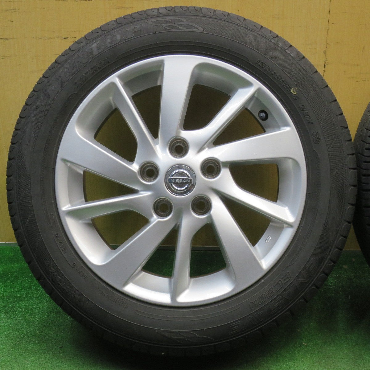 バリ溝！23年！9.5分★日産 TB17 シルフィ 純正 ENKEI 195/60R16 ダンロップ エナセーブ EC204 エンケイ 16インチ PCD114.3/5H★6032205NJノ