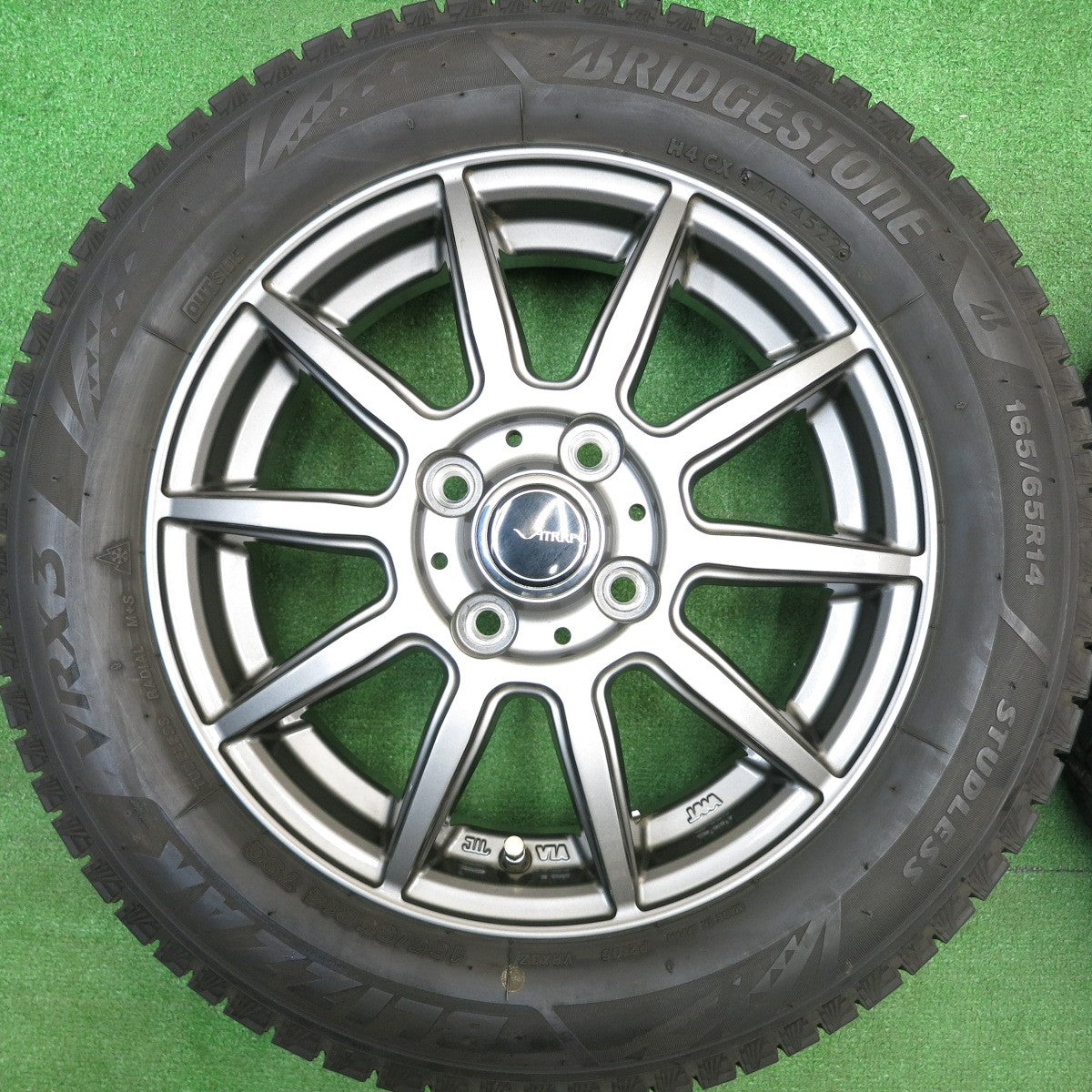 バリ溝！22年！キレイ！ほぼ10分★スタッドレス 165/65R14 ブリヂストン ブリザック VRX3 VATRRA バトラ 14インチ ハスラー ソリオ 等 PCD100/4H★5122002HAス
