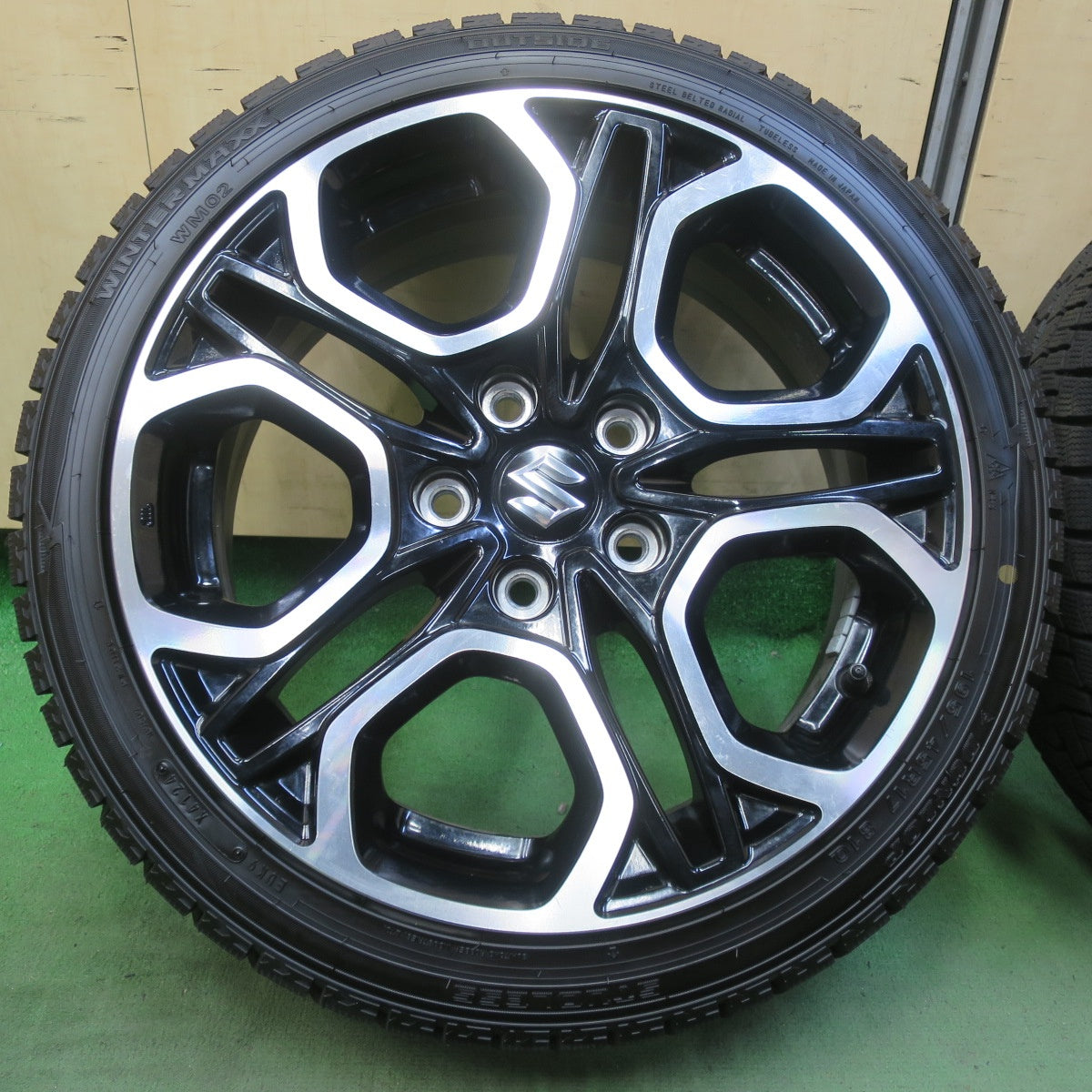 バリ溝！24年！ほぼ10分★スズキ ZC33 スイフト スポーツ 純正 195/45R17 スタッドレス ダンロップ ウインターマックス WM02 17インチ PCD114.3/5H★6051204イス