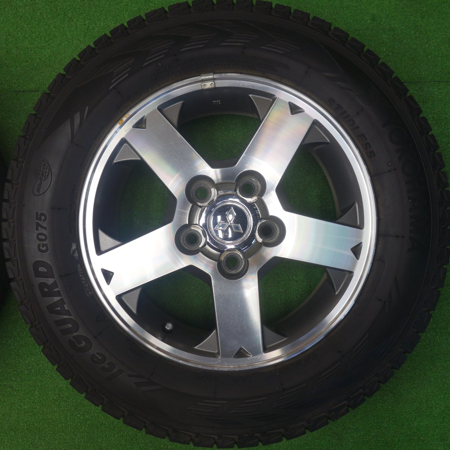 バリ溝！9分◎三菱 パジェロミニ 純正 175/80R15 スタッドレス ヨコハマ アイスガード G075 15インチ PCD114.3/5H◎6060401KTス