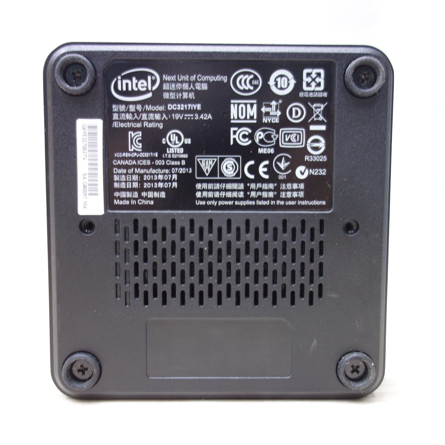 [送料無料] ◆インテル Intel NUC 小型 PC DC3217IYE 電源アダプター 付き Corei3-3217U メモリ 8GB Win10 Home 64bit ジャンク ⑤◆