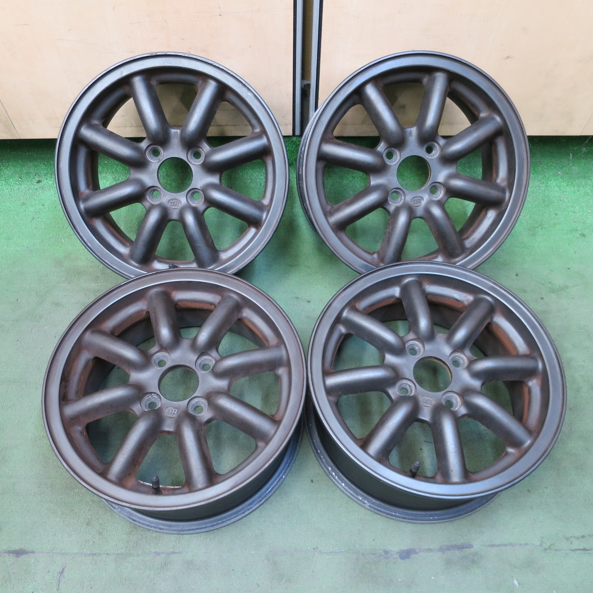 4本価格★BR ブラック レーシング 14インチ 8スポーク 旧車 当時物 14×6JJ PCD100/4H★6073103NGホ