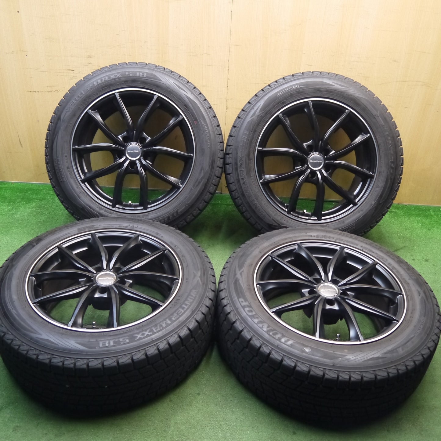 バリ溝！23年！キレイ！9.5分★ポルシェ マカン 等 EUROTECH MP-LINE 235/60R18 スタッドレス ダンロップ ウインターマックス SJ8+ ユーロテック PCD112/5H★5082203Hス
