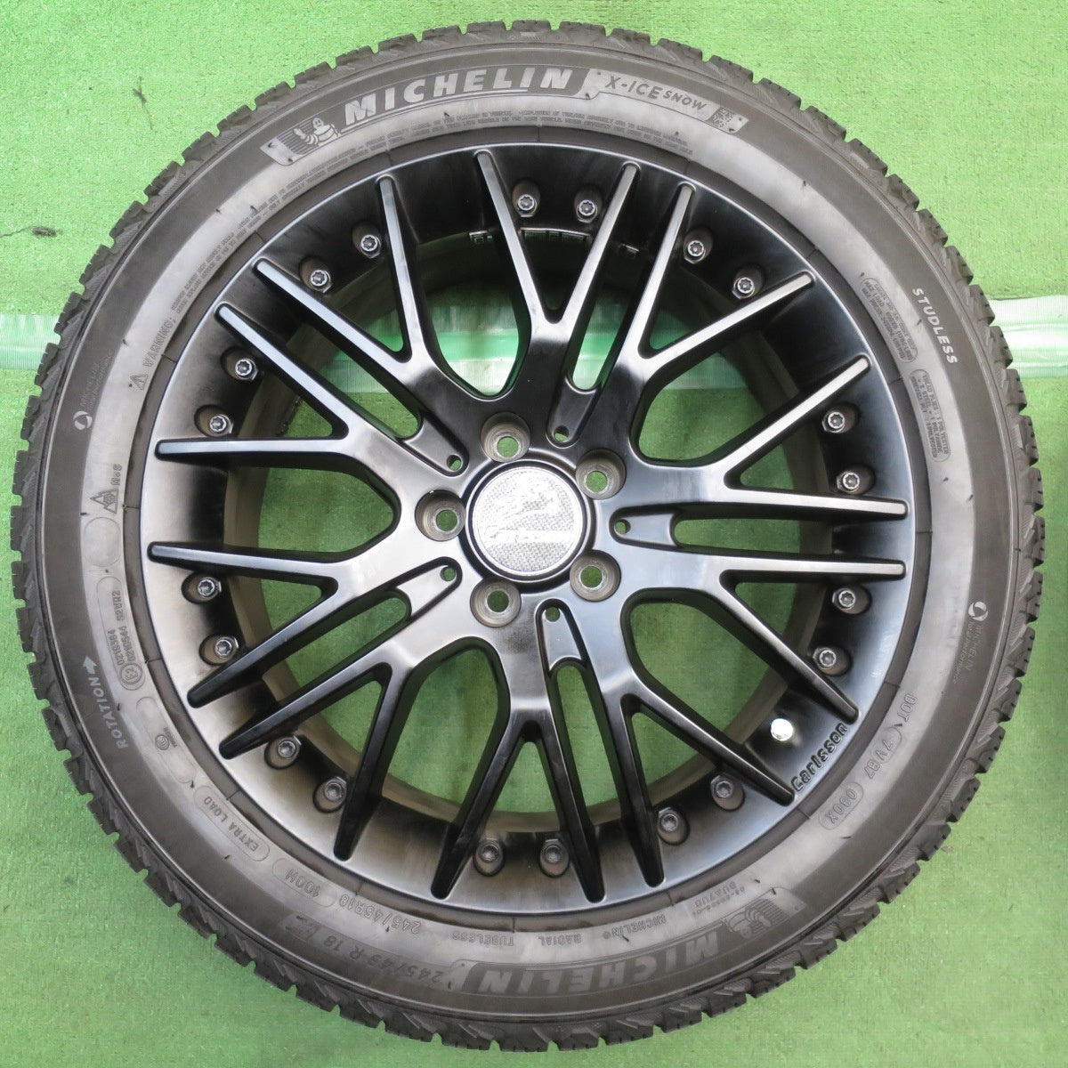 バリ溝！キレイ！9.5分◎アウディ 等 Carlsson 1/10X 245/45R18 スタッドレス ミシュラン X-ICE SNOW カールソン 18インチ PCD112/5H◎6092904NJス