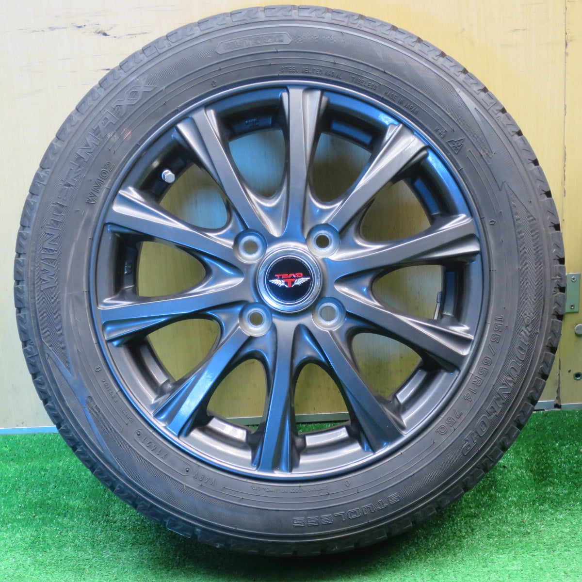 バリ溝！21年！8.5分★スタッドレス 155/65R14 ダンロップ ウインターマックス WM02 TEAD テッド 14インチ PCD100/4H★5120406NJス