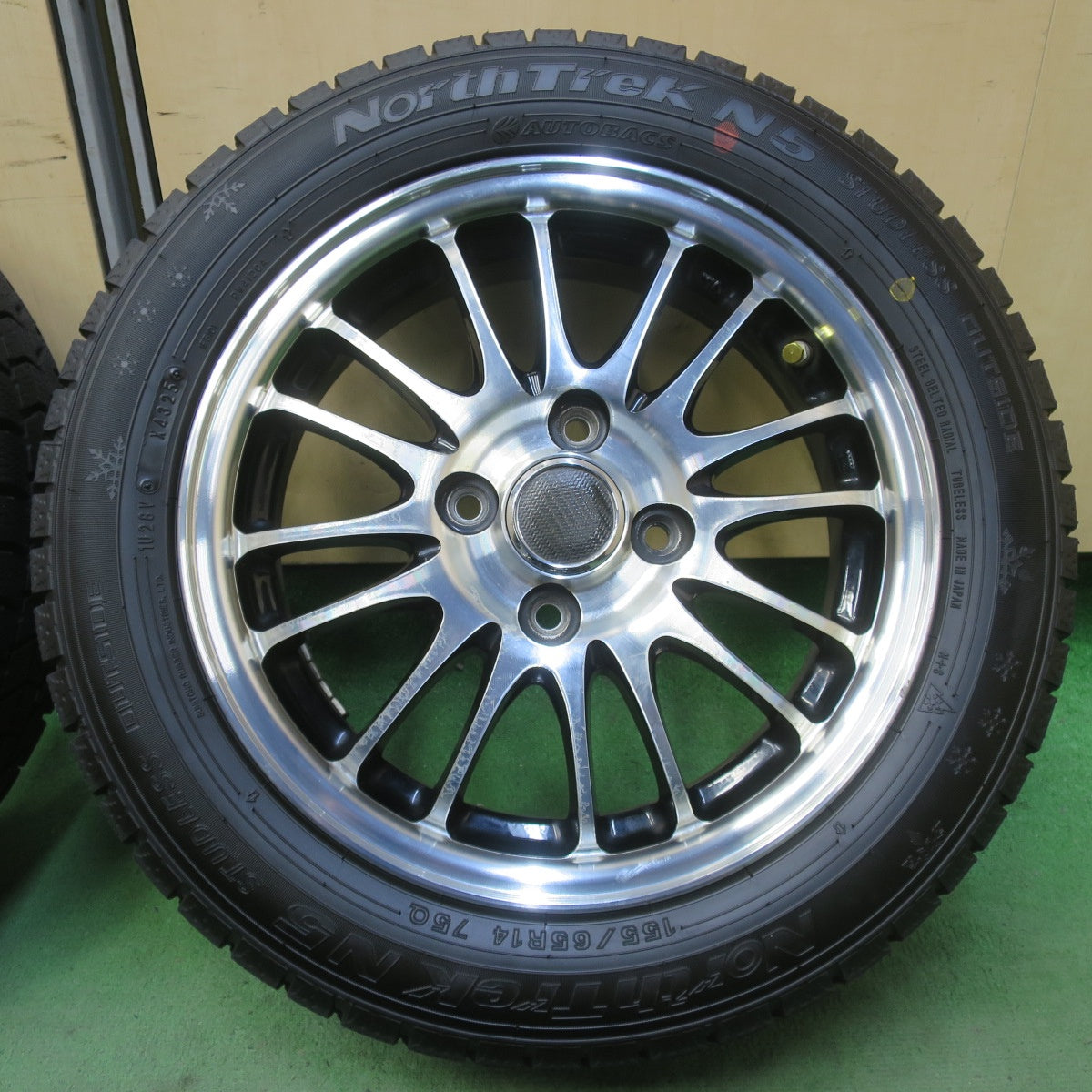 ほぼ未使用！25年◎スタッドレス 155/65R14 オートバックス ノーストレック N5 MANARAY マナレイ 14インチ PCD100/4H◎6091908イス