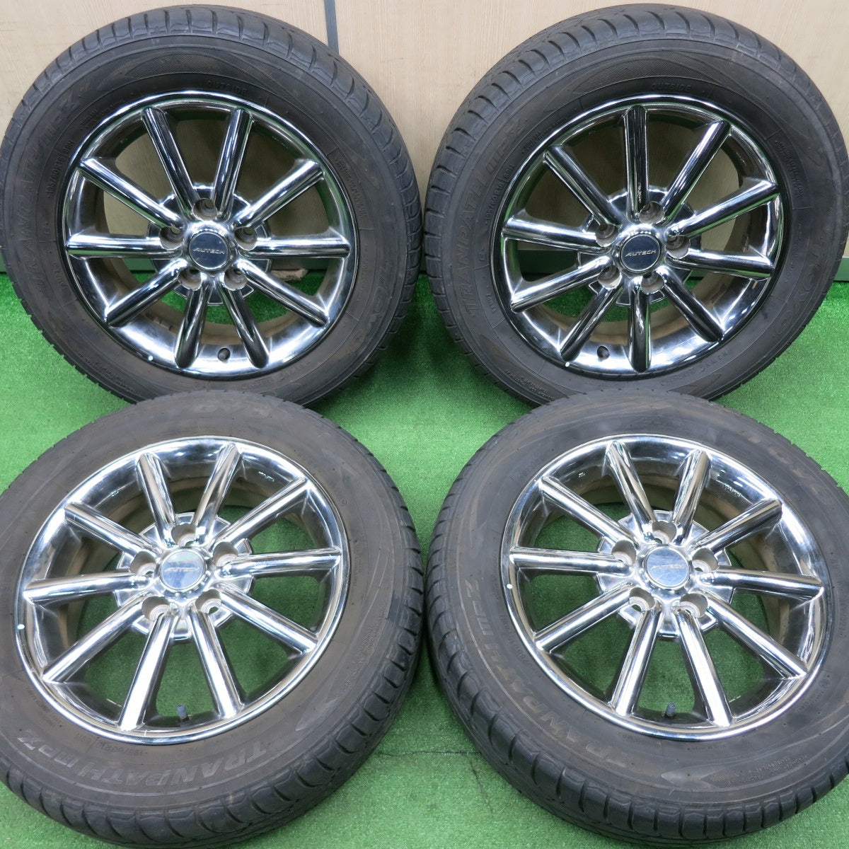 [送料無料] バリ溝！21年！8.5分★日産 ラフェスタ セレナ 等 純正 AUTECH RAYS製 195/60R16 トーヨー トランパス MPZ 16インチ オーテック PCD114.3/5H★5010301NJノ