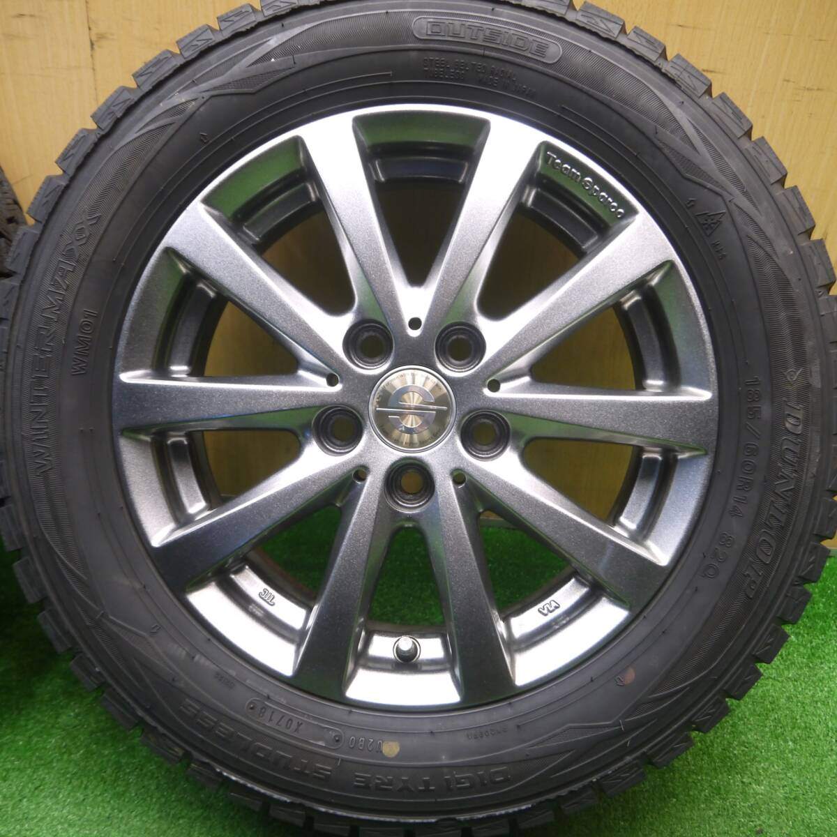 バリ溝！綺麗！9.5分以上★ワーゲン等 185/60R14 スタッドレス ダンロップ ウインターマックス WM01 Team Sparco チームスパルコ PCD100/5H★4101601Hス