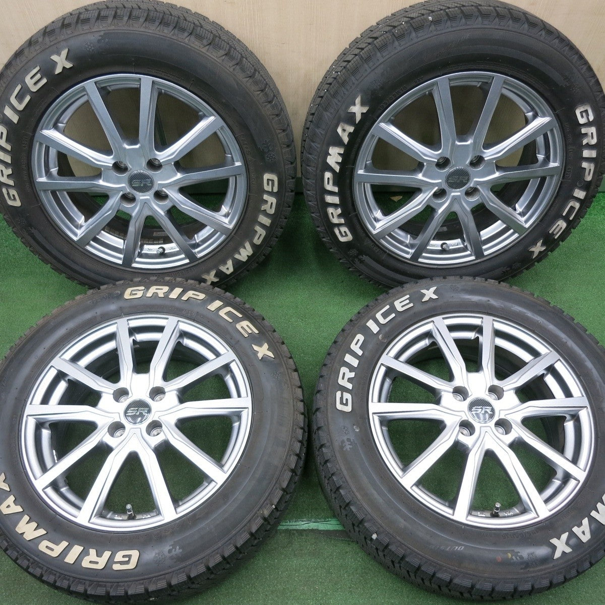バリ溝 21年 綺麗 約10分★スタッドレス 195/65R16 グリップマックスGRIPICEX ホワイトレター STRANGER PCD100/4H★4051001NJス