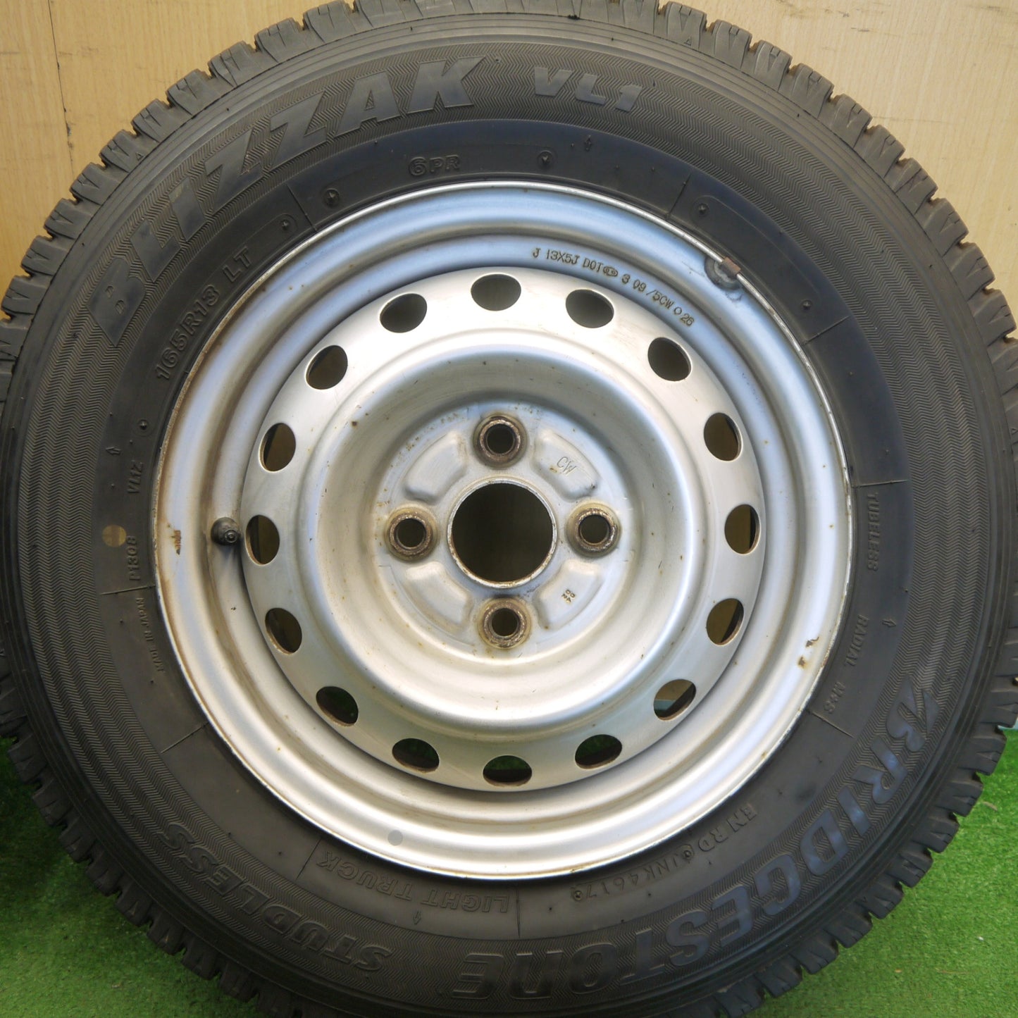 バリ溝！9.5分◎スタッドレス 165R13 6PR ブリヂストン ブリザック VL1 スチール ホイール 13インチ PCD100/4H◎6072906Hス