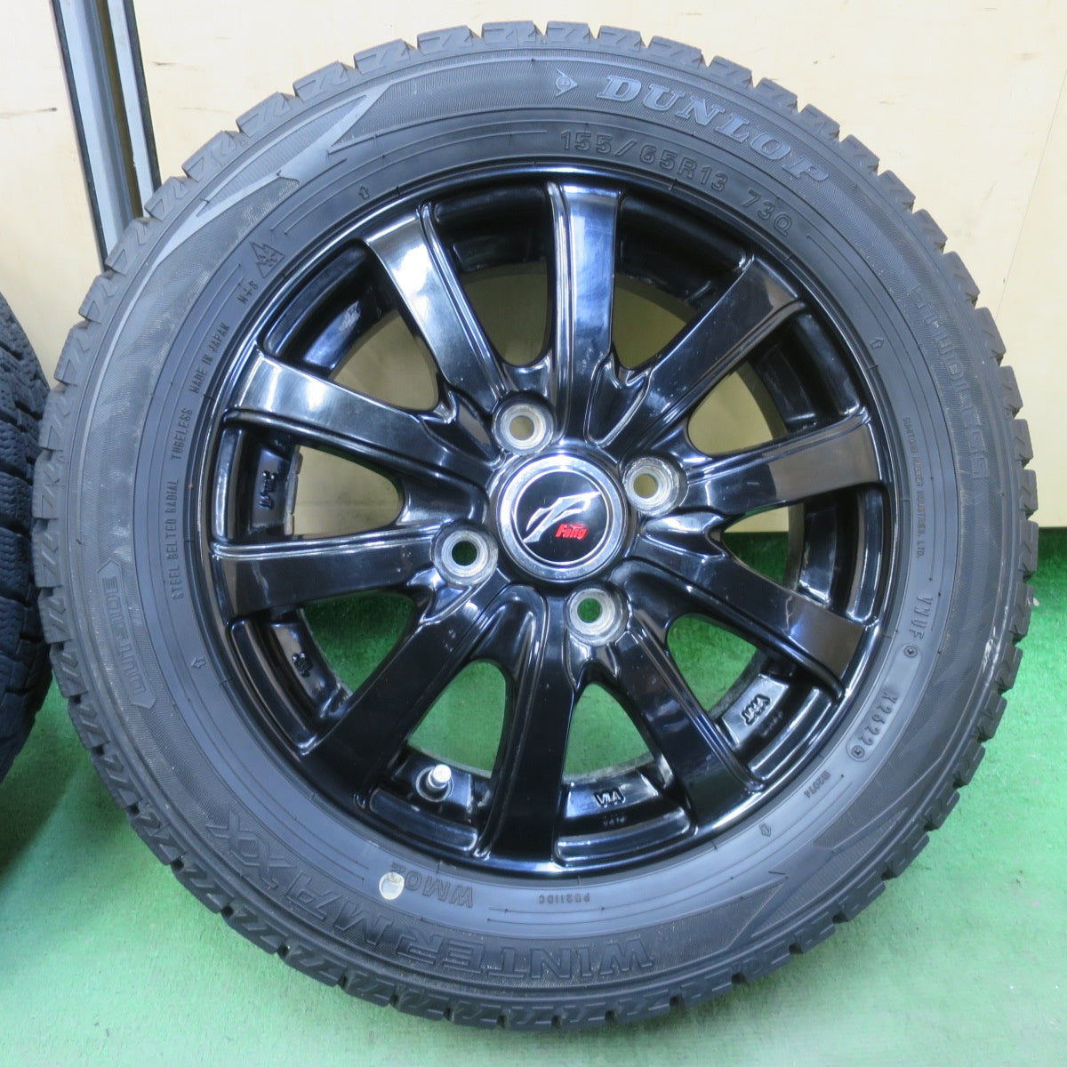バリ溝！22年！9分★スタッドレス 155/65R13 ダンロップ ウインターマックス WM02 Fang ファング 13インチ PCD100/4H★6042801イス