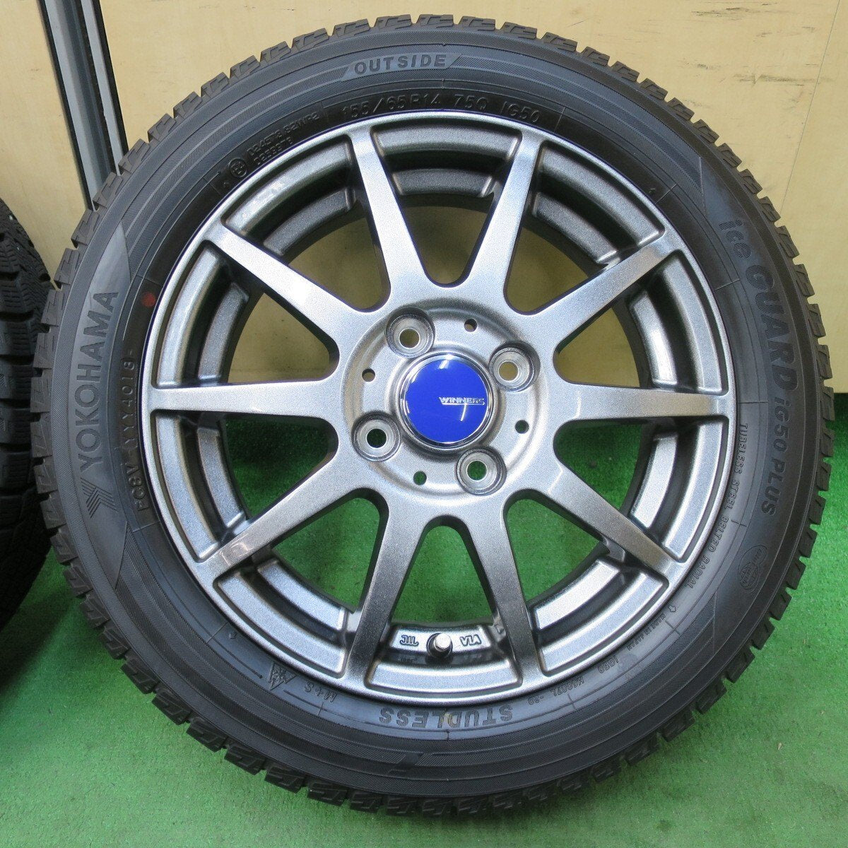 バリ溝！キレイ！9.5分以上★スタッドレス 155/65R14 ヨコハマ アイスガード iG50 プラス WINNERS ウィナーズ 14インチ PCD100/4H★5022411イス