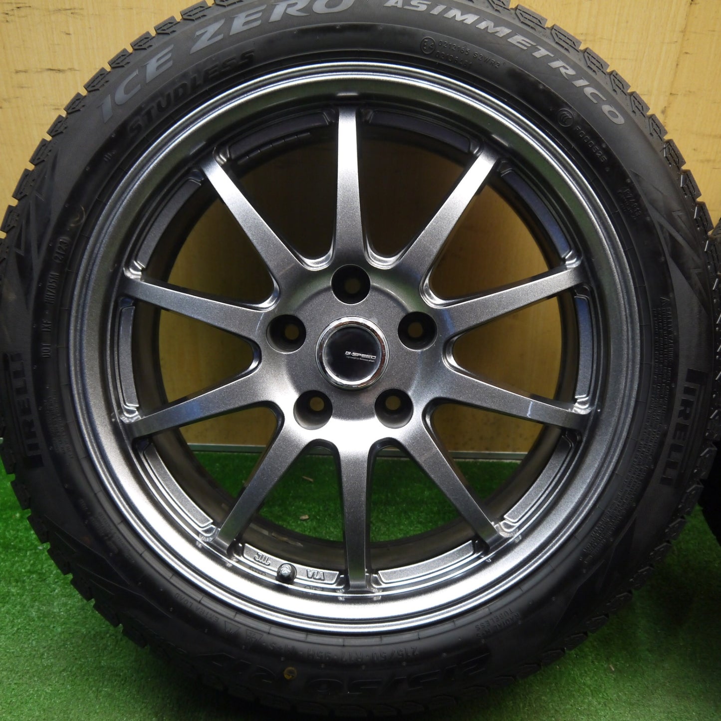 バリ溝！23年！キレイ！9分★スタッドレス 215/50R17 ピレリ アイスゼロ アシンメトリコ G-SPEED Gスピード 17インチ PCD114.3/5H★6032514Hス