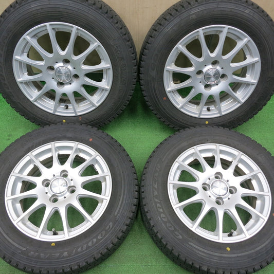[送料無料] バリ溝！22年！キレイ！9.5分★スタッドレス 155/80R14 88/86N グッドイヤー アイスナビ カーゴ La-Strada Tiradoγ 阿部商会 14インチ PCD100/4H★5010706NJス