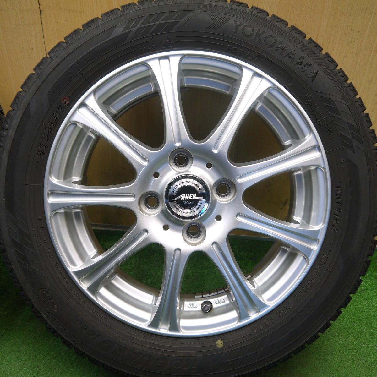 バリ溝！9分◎スタッドレス 155/65R14 ヨコハマ アイスガード iG60 AXEL Three アクセル 14インチ PCD100/4H◎6091407Hス