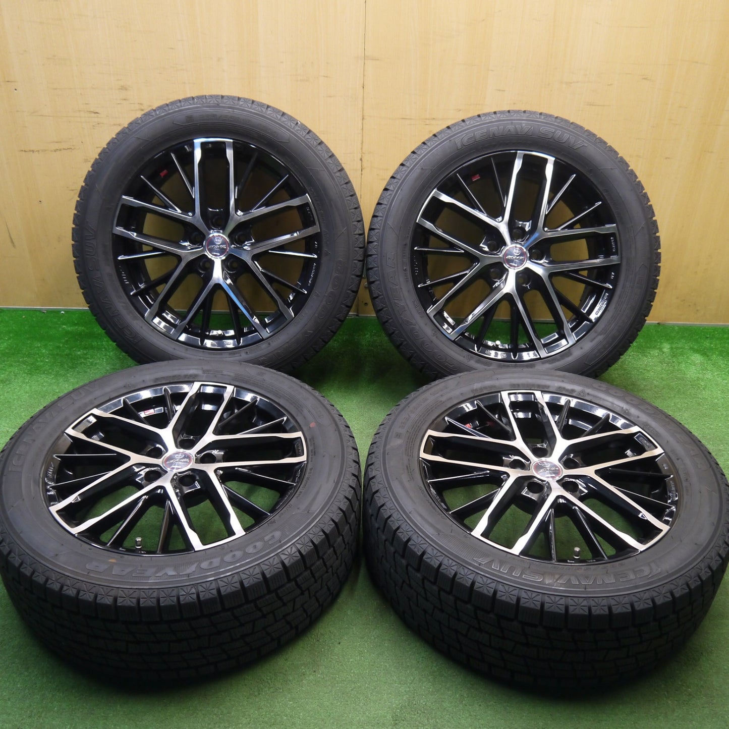 バリ溝！キレイ！9.5分以上★スタッドレス 235/55R18 グッドイヤー アイスナビ SUV SMACK ENKEI AME スマック エンケイ 18インチ PCD114.3/5H★6013008Hス