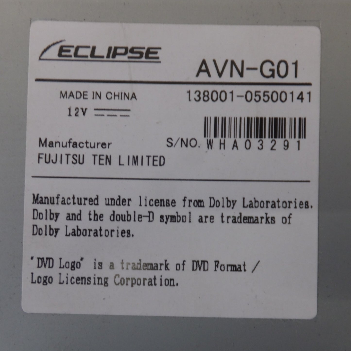 [送料無料] ★富士通テン イクリプス ECLIPSE メモリーナビゲーション AVN-G01(31)★
