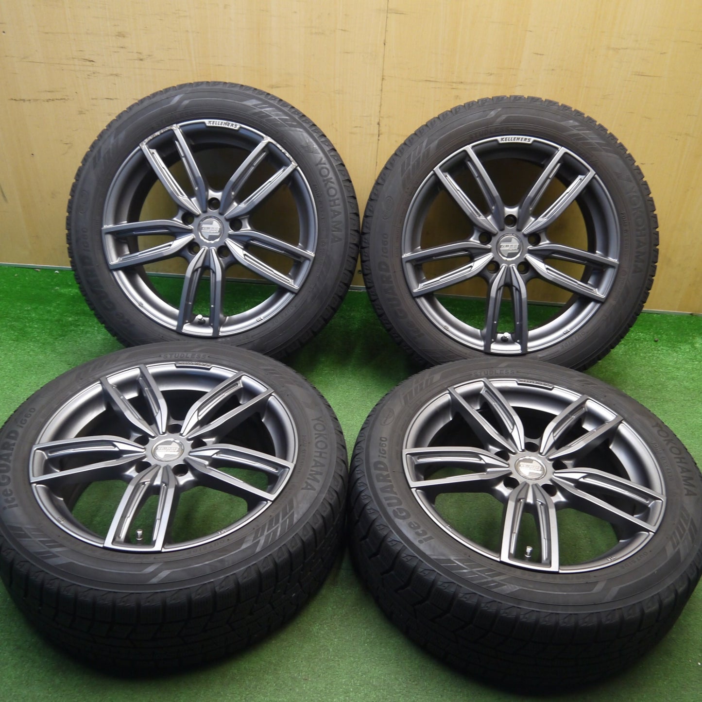 バリ溝！キレイ！9分★BMW MINI 等 Kelleners sport Jr GF5 205/55R17 スタッドレス ヨコハマ アイスガード iG60 ケレナーズ スポーツ ジュニア 17インチ PCD112/5H★6012605Hス