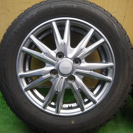 バリ溝！キレイ！9.5分◎スタッドレス 165/65R14 ダンロップ ウインターマックス WM02 VELVA KEVIN ヴェルヴァ ケヴィン ハスラー ソリオ 等 14インチ PCD100/4H◎6092802Hス