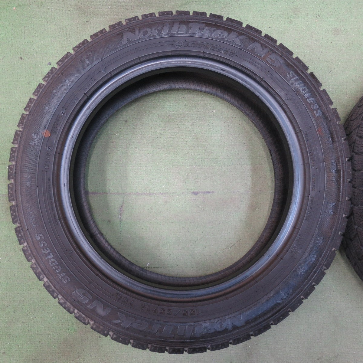バリ溝！23年！9分★スタッドレス 155/65R14 オートバックス ノーストレック N5 タイヤ 14インチ N-BOX ラパン スペーシア ワゴンR タント ムーヴ 等★6042302イスタ