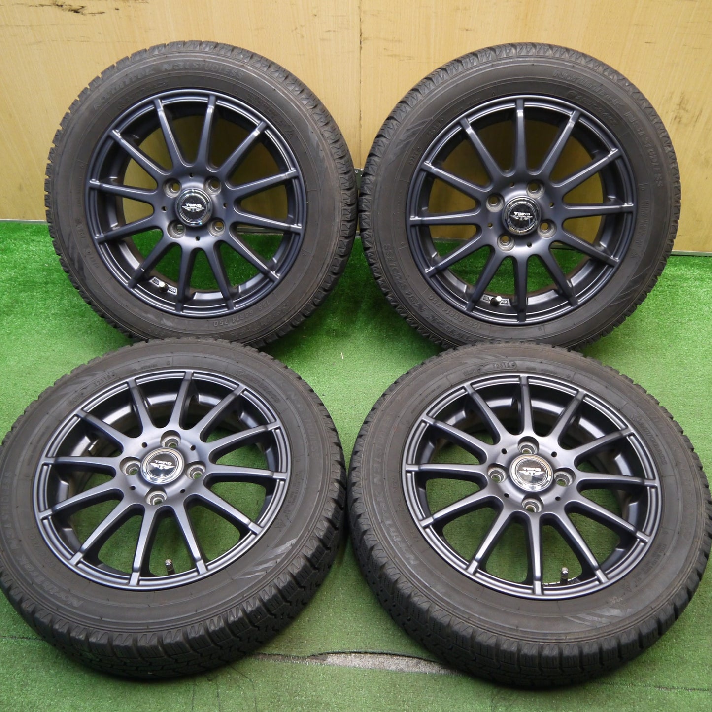バリ溝！キレイ！9.5分以上★スタッドレス 155/65R14 オートバックス ノーストレック N3i TEAD テッド 14インチ PCD100/4H★5043003Hス