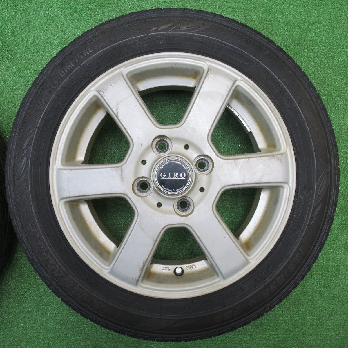 バリ溝！24年！8.5分★155/65R14 ダンロップ EC202 GIRO YT6 ブリヂストン製 ギロ 14インチ PCD100/4H★5110505NJノ