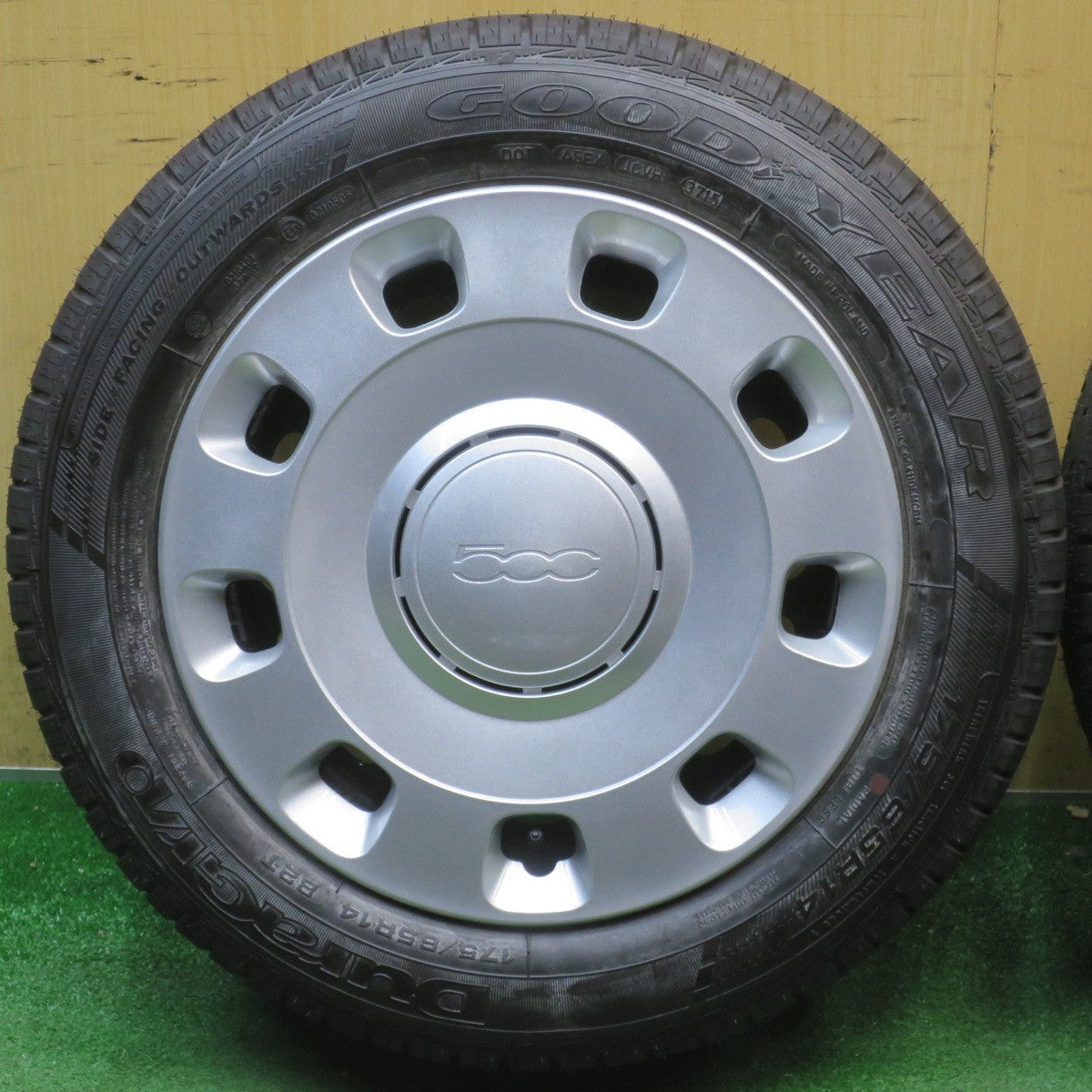 新車外し★フィアット 500 純正 スチール 175/65R14 グッドイヤー DuraGrip 14インチ PCD98/4H★6052206NJノ