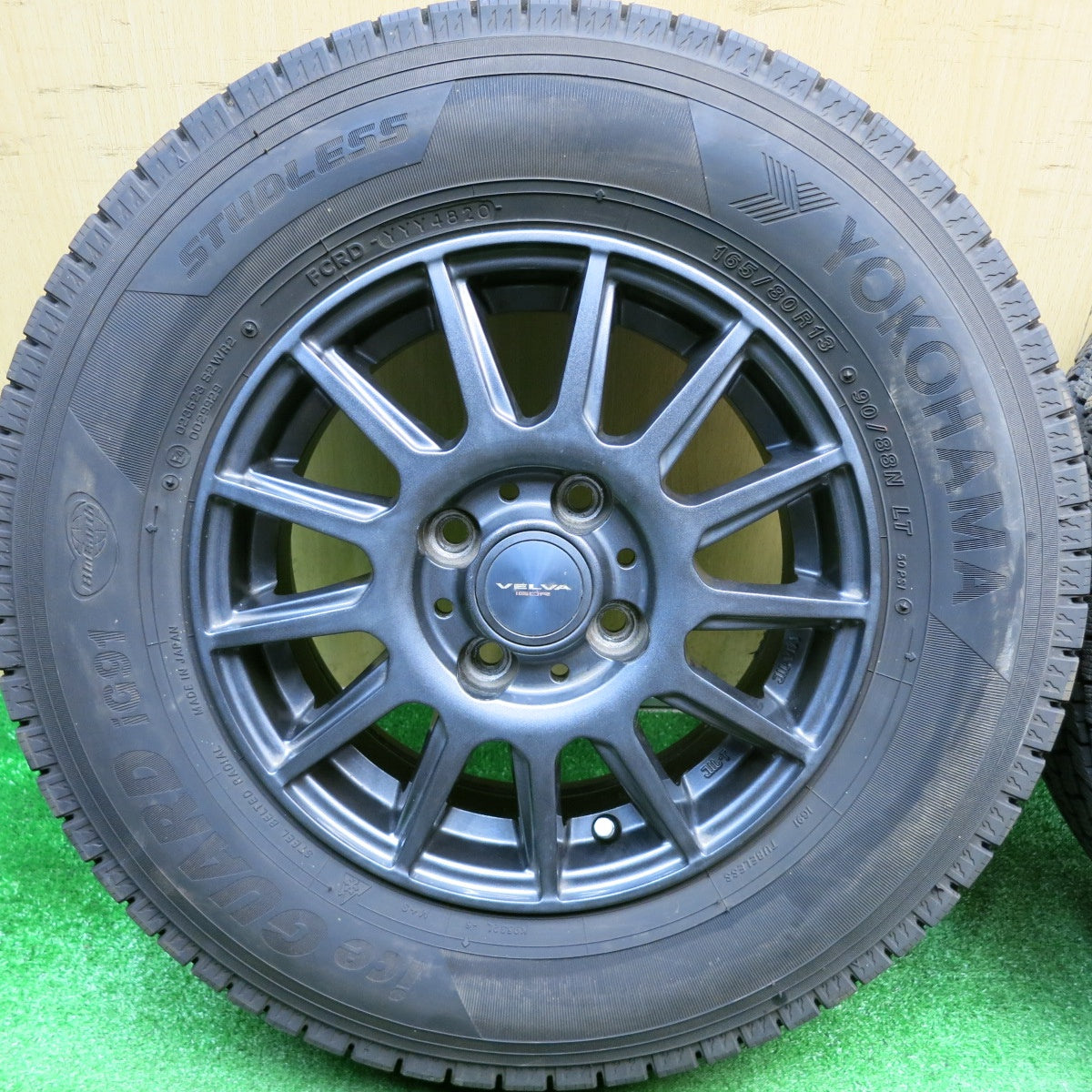 超バリ溝！キレイ！ほぼ10分★スタッドレス 165/80R13 90/88N ヨコハマ アイスガード iG91 VELVA IGOR ヴェルヴァ イゴール 13インチ PCD100/4H★6010308HAス