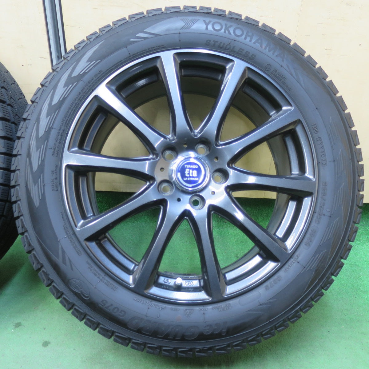 バリ溝！22年！キレイ！9分★スタッドレス 225/60R18 ヨコハマ アイスガード G075 TIRADO Eta LA STRADA ティラード ラストラーダ 18インチ PCD114.3/5H★5122604イス