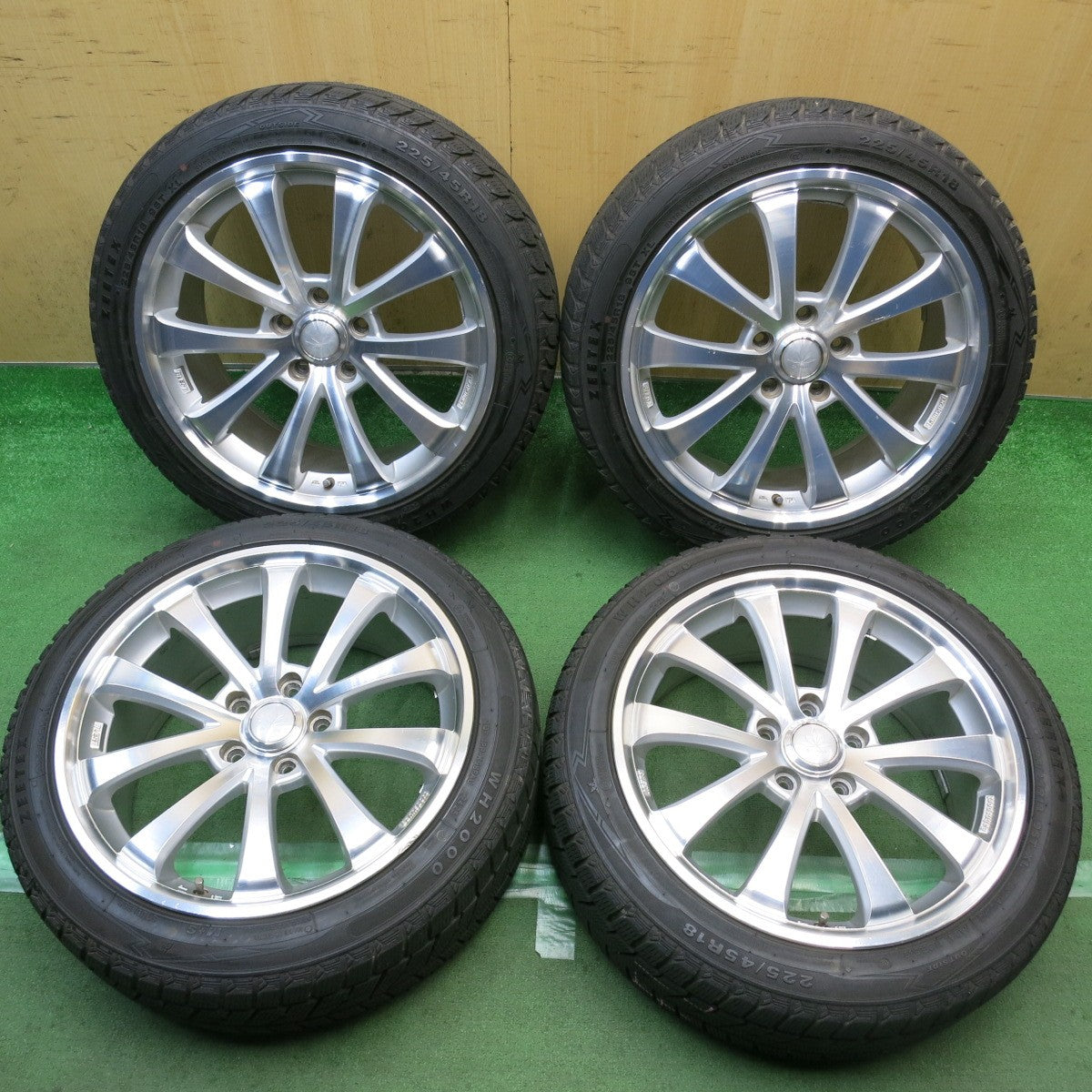バリ溝！25年！8.5分◎スタッドレス 225/45R18 ジーテックス WH2000 Bahnsport BLEST バーンシュポルト ブレスト 18インチ PCD114.3/5H◎6091208HAス