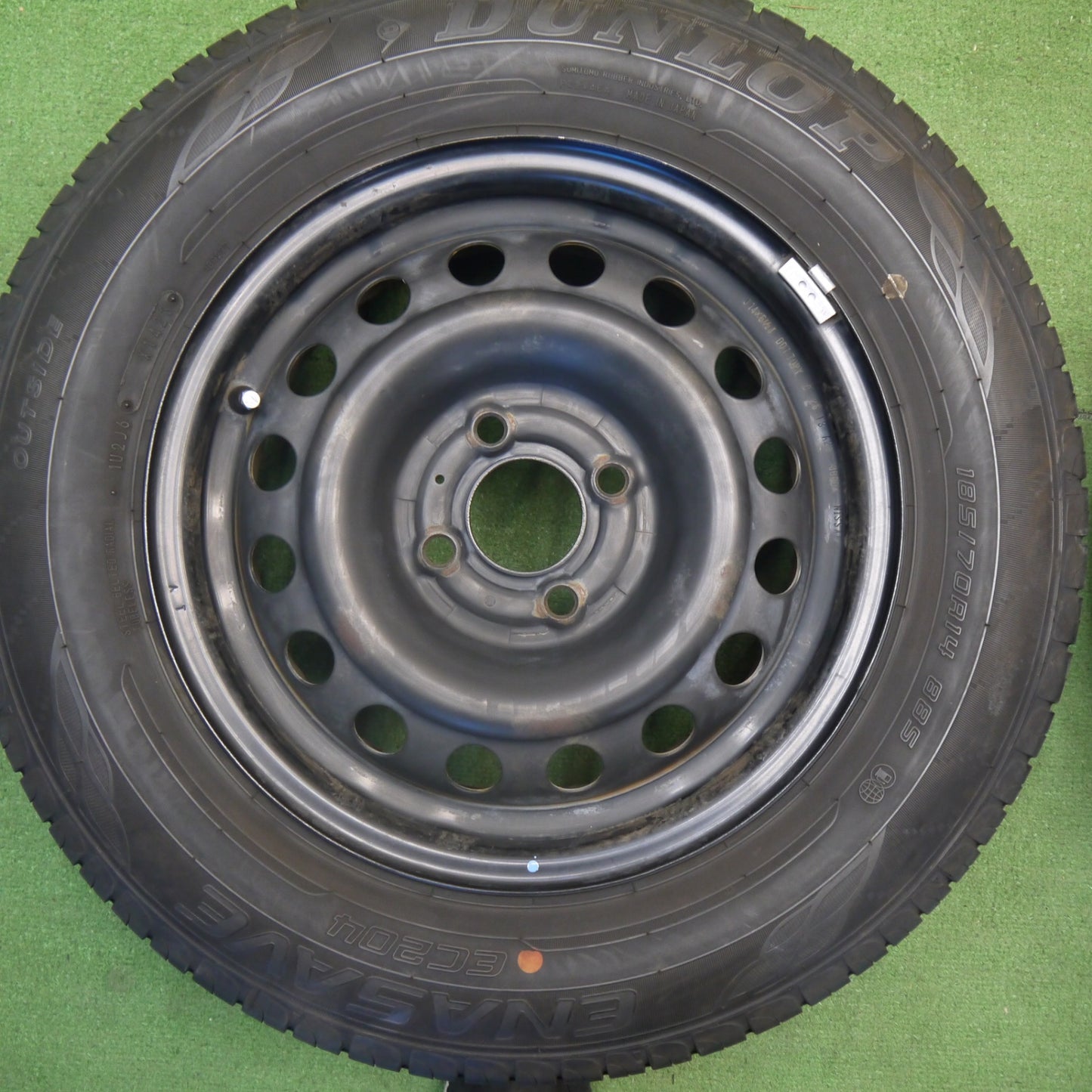 バリ溝！23年！9.5分★185/70R14 ダンロップ エナセーブ EC204 スチール ホイール 14インチ PCD100/4H★6040603Hノ