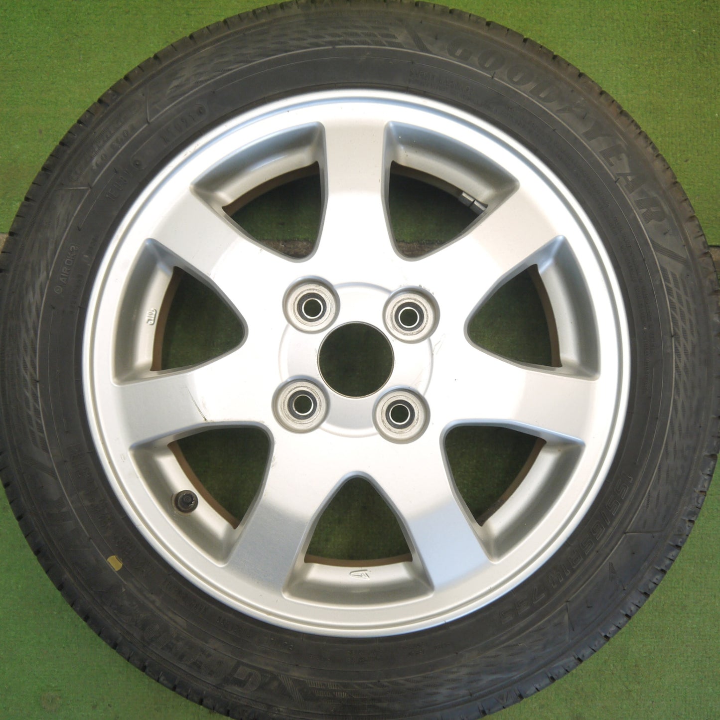 バリ溝！ほぼ10分◎ダイハツ タント ムーヴ 等 純正 155/65R14 グッドイヤー EfficientGrip ECO EG02 14インチ PCD100/4H◎6071702Hノ
