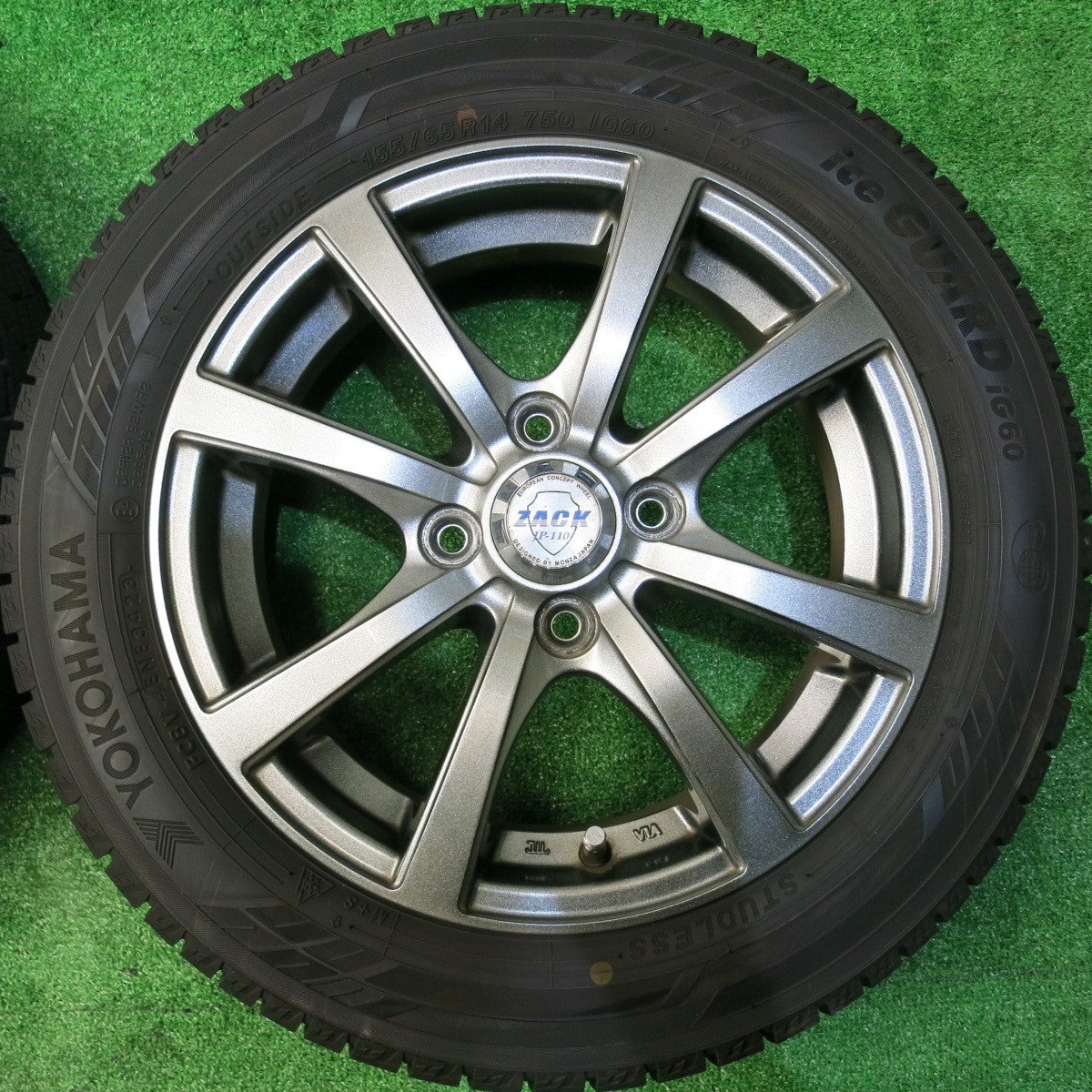 バリ溝！23年！キレイ！9.5分以上★スタッドレス 155/65R14 ヨコハマ アイスガード iG60 ZACK JP-110 MONZA ザック モンツァ 14インチ PCD100/4H★5113016HAス