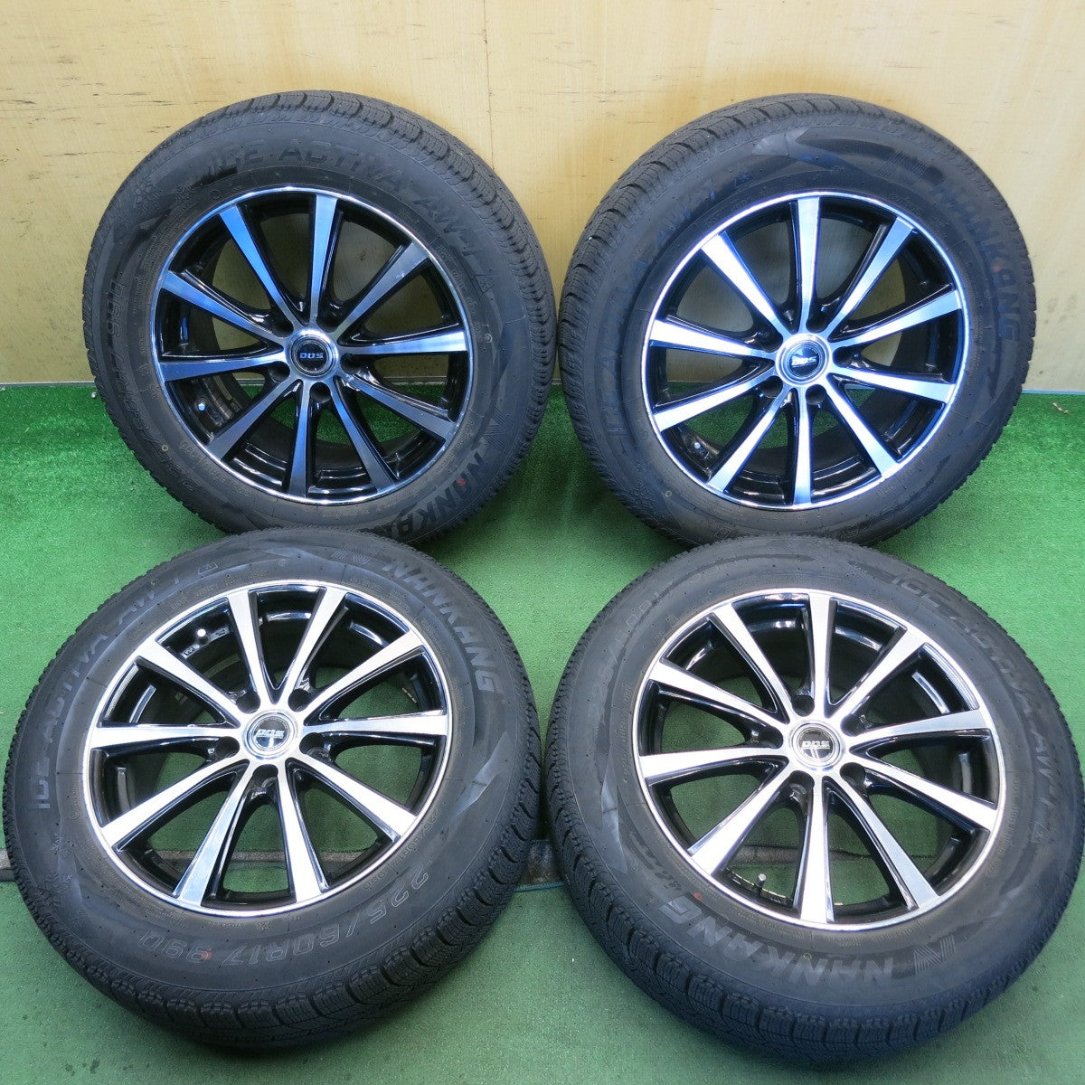 バリ溝！22年！9分◎スタッドレス 225/60R17 ナンカン アイス アクティバ AW-1 D.O.S. DOS 17インチ PCD114.3/5H◎6081408HAス