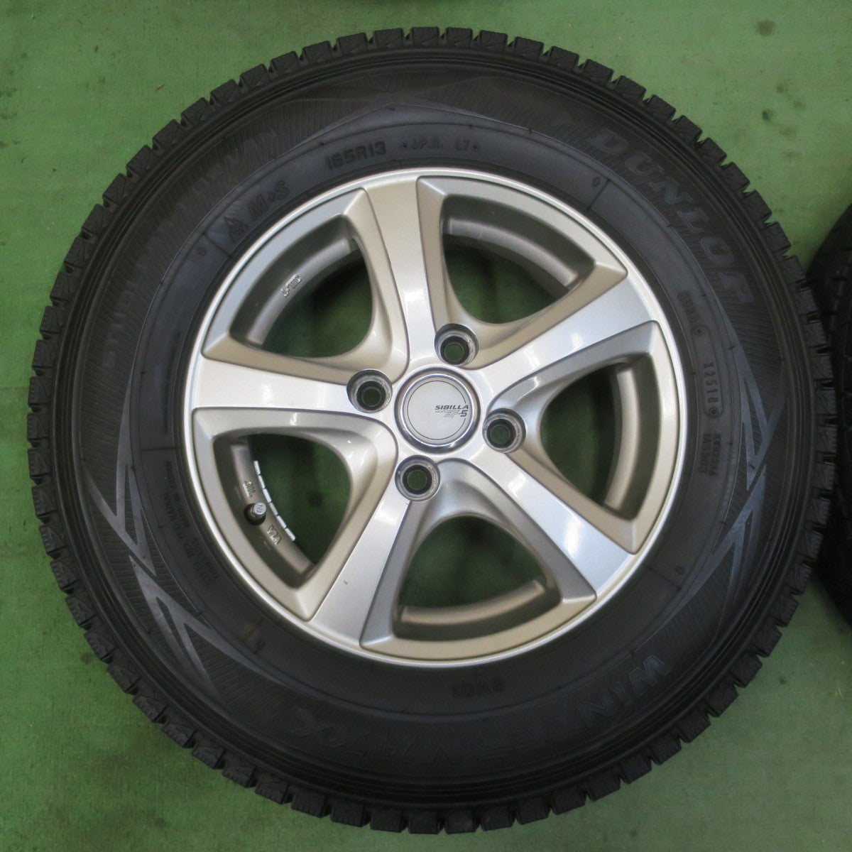 バリ溝！ほぼ10分★スタッドレス 165R13 6PR ダンロップ ウインターマックス SV01 SIBILLA NEXT SF-5 シビラ 13インチ PCD100/4H★6011906イス