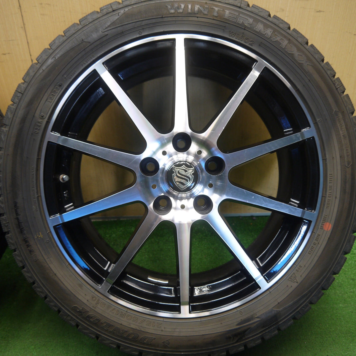 バリ溝！23年！キレイ！9分◎スタッドレス 215/50R17 ダンロップ ウインターマックス WM02 社外 アルミ 17インチ PCD114.3/5H◎6093001Hス