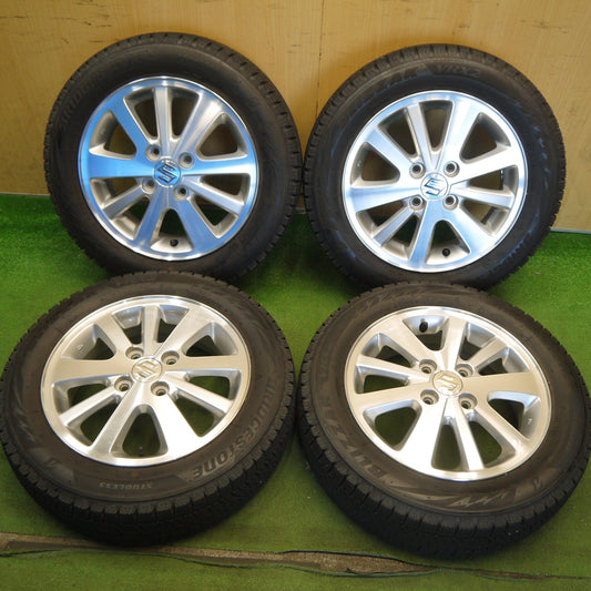 超バリ溝！24年！ほぼ10分◎スズキ エブリィ ワゴン 純正 155/65R14 スタッドレス ブリヂストン ブリザック VRX2 14インチ PCD100/4H◎6072402Hス