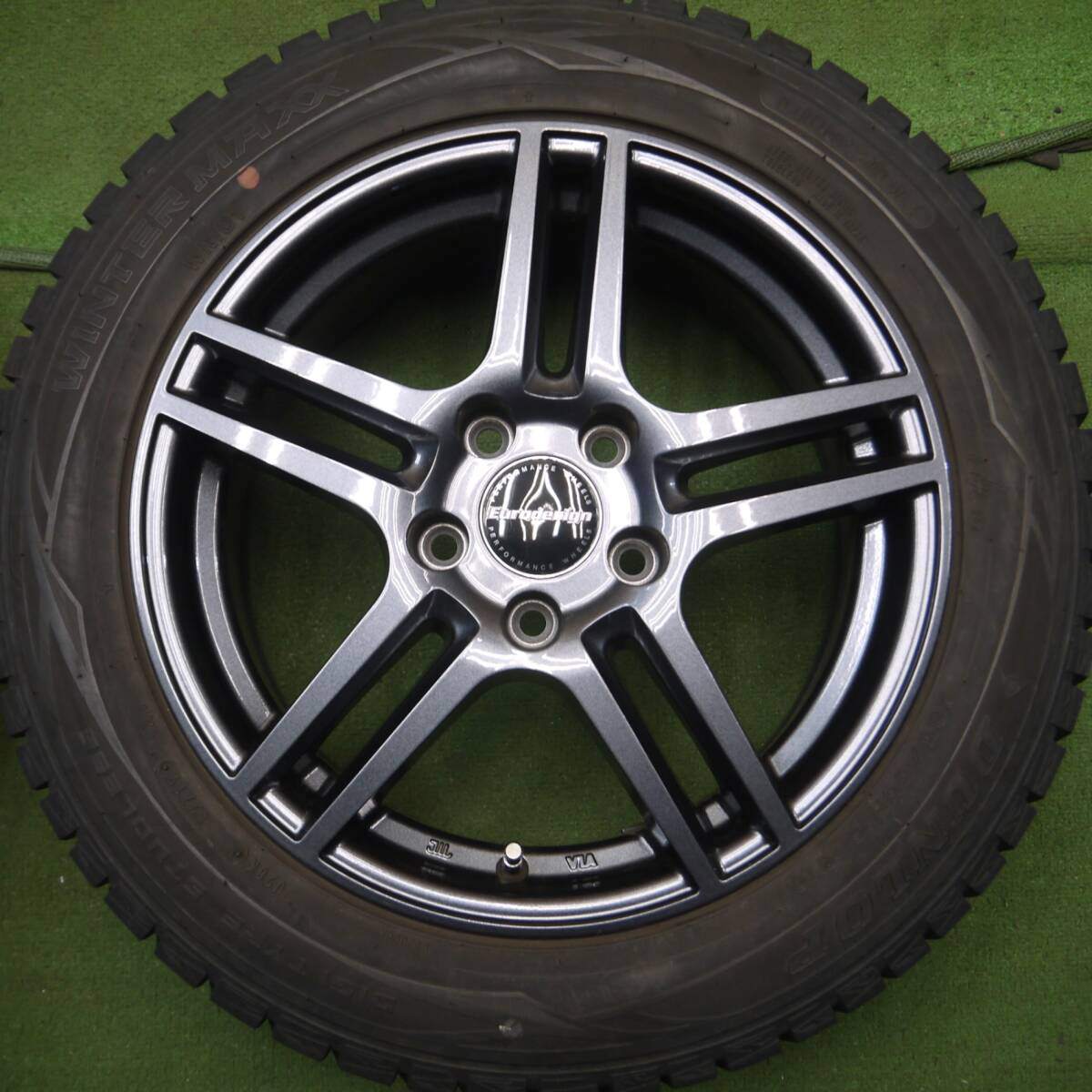バリ溝 綺麗 8.5分★ワーゲン等 Eurodesign 205/55R16 スタッドレス ダンロップ ウインターマックス WM01 PCD112/5★4052408Hス