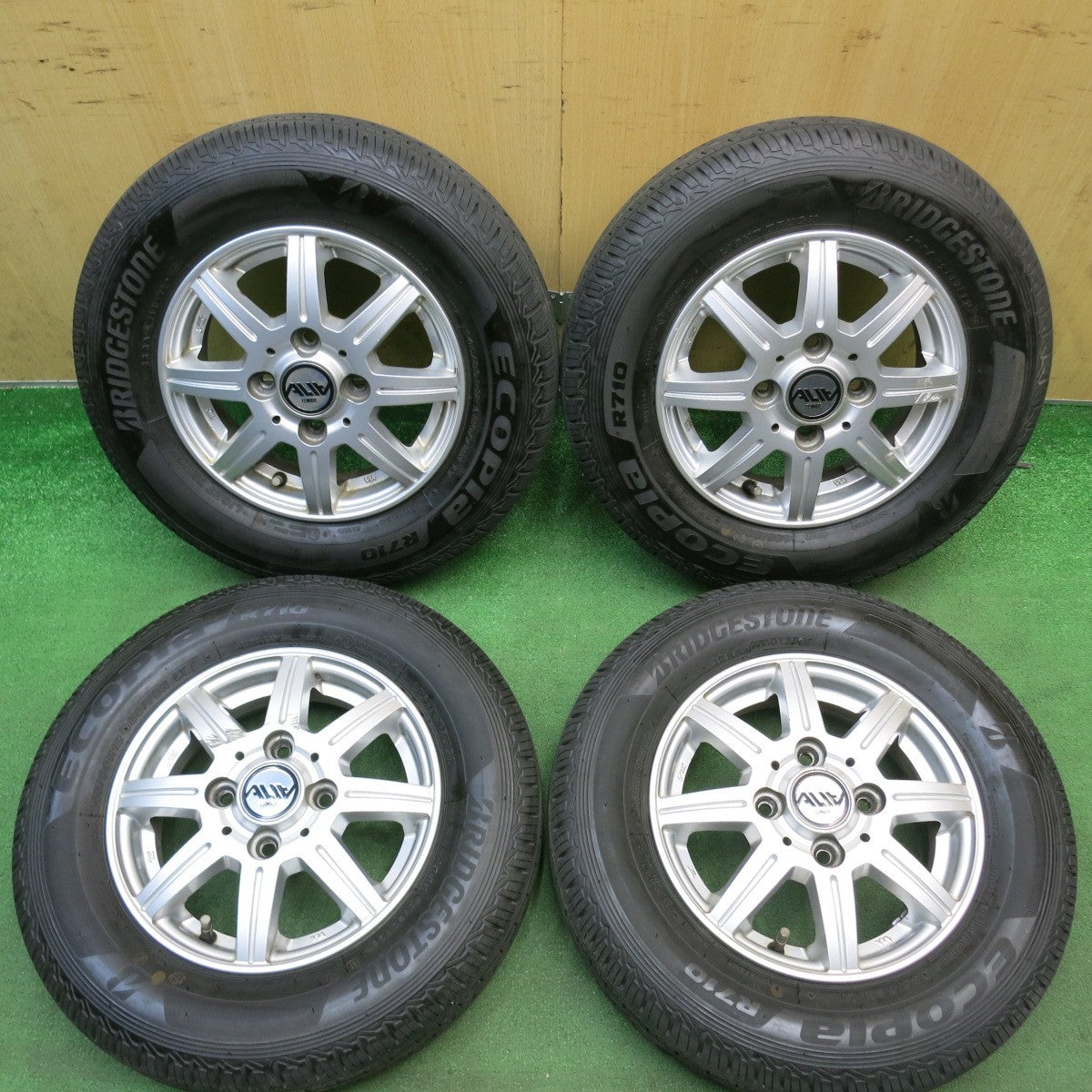 バリ溝！25年！8.5分◎145/80R12 80/78N ブリヂストン エコピア R710 ALIA CLIMATE アリア クライメイト 12インチ PCD100/4H◎6071607HAノ