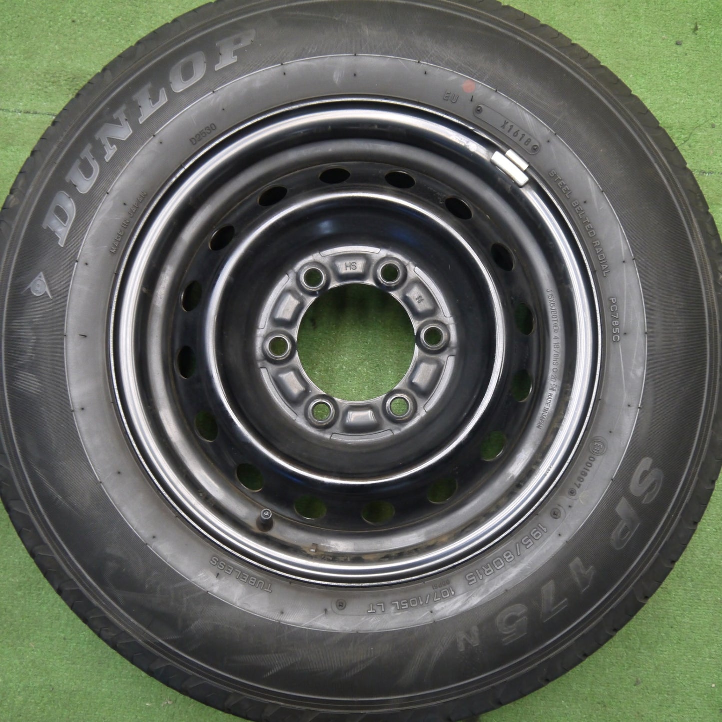 バリ溝！9分★トヨタ ハイエース 純正 スチール 195/80R15 107/105L ダンロップ SP175N 15インチ PCD139.7/6H★6033109Hノ