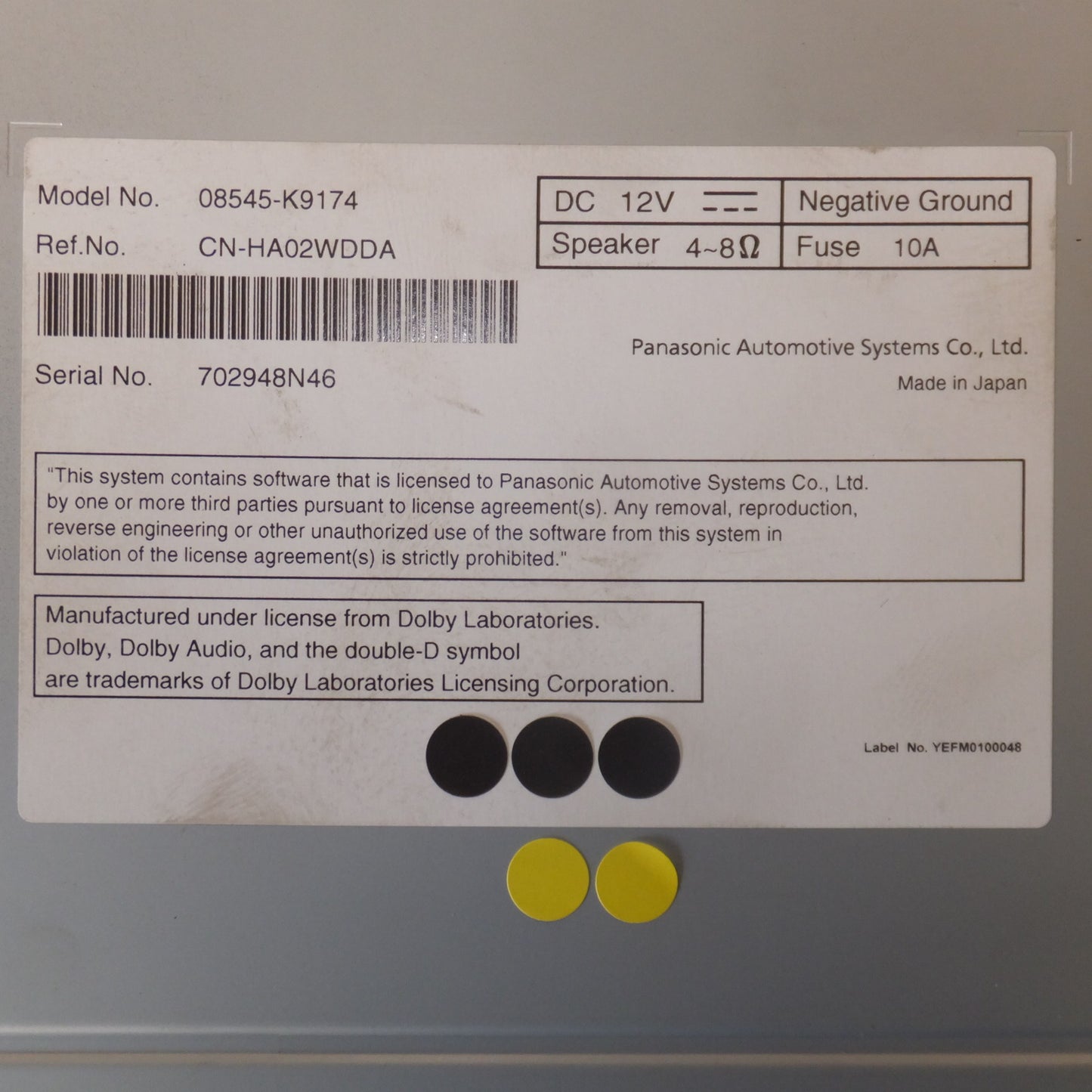 [送料無料] 現状品★パナソニック製 ダイハツ 純正 ワイド スタンダード メモリーナビ NMZN-W73D 08545-K9174★